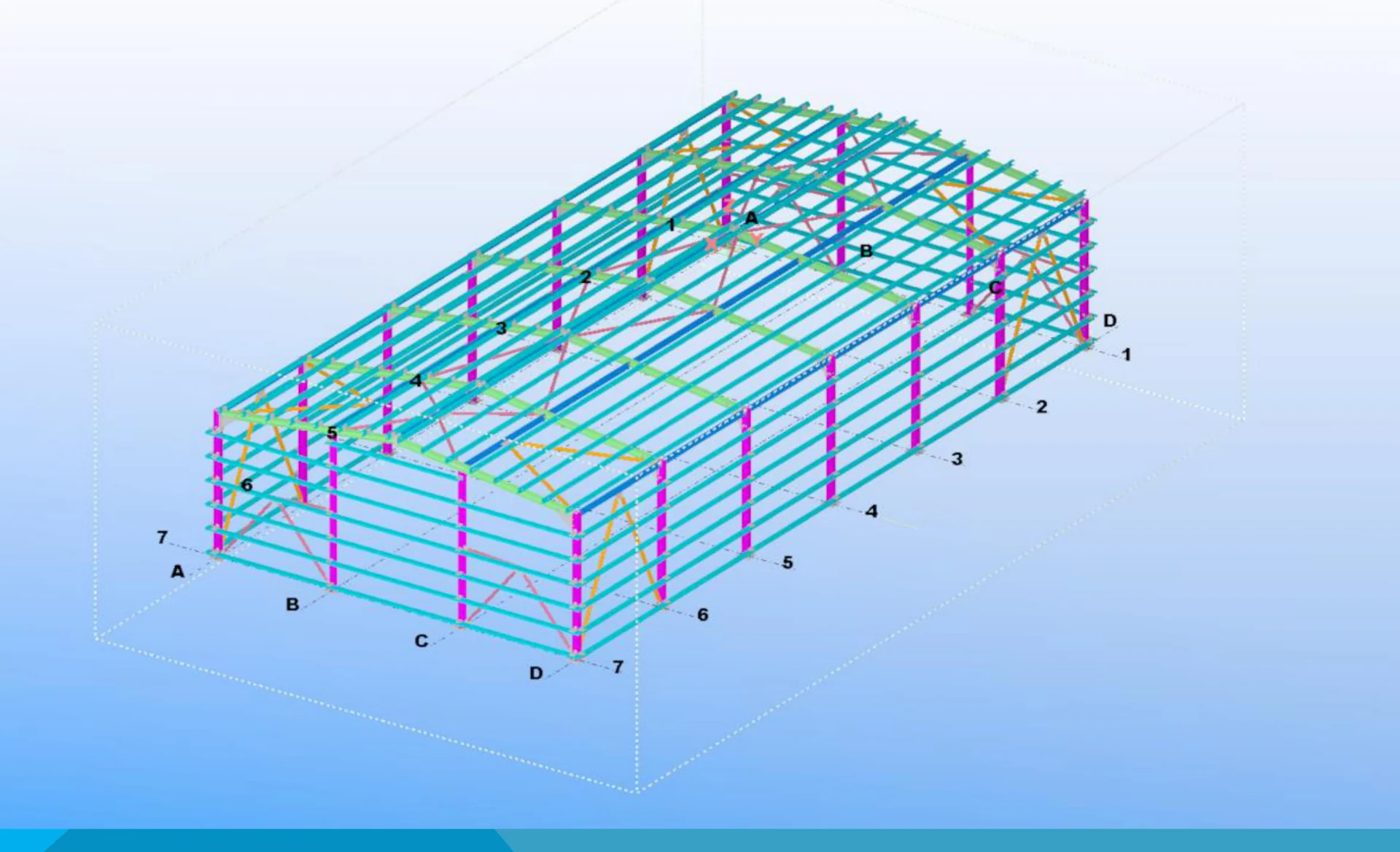 Fabrika Binası Çelik Yapı ve Statik Analiz Çalışması — 3B proje / model